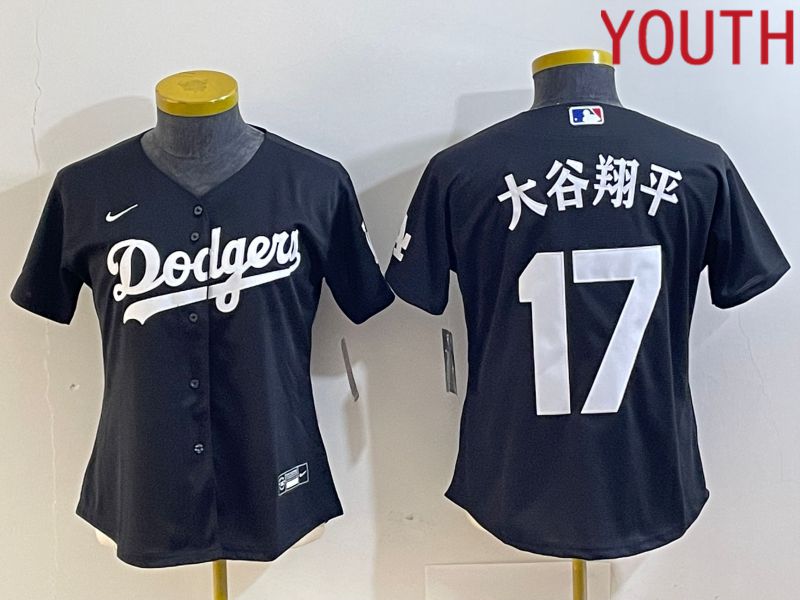 Youth Los Angeles Dodgers #17 Ohtani Black Nike Game MLB Jersey style 5